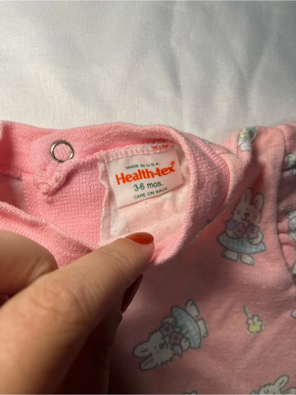 Vintage Healthtex Baby Girl Pink Bunny Ruffle Romper 3-6 Months
